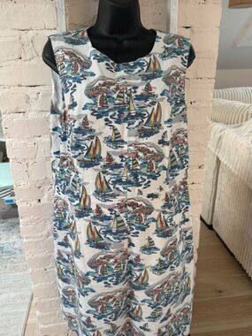 Nine West White Sailboat Print Summer Shift Dress